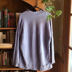 Free People Oversized Mock Neck Drop Shoulder Waffle Tunic Top Size Small